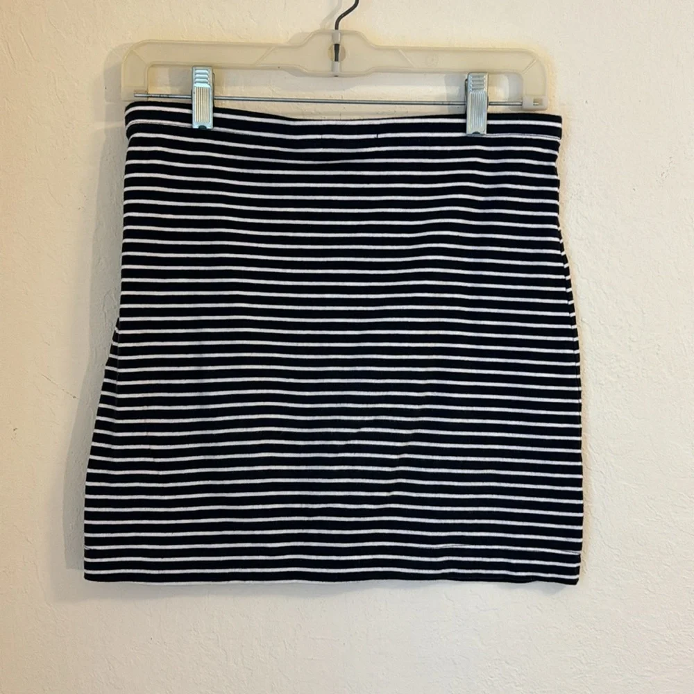 H&M Basic Navy Blue and White Striped Mini Skirt Bodycon S - Picture 5 of 5